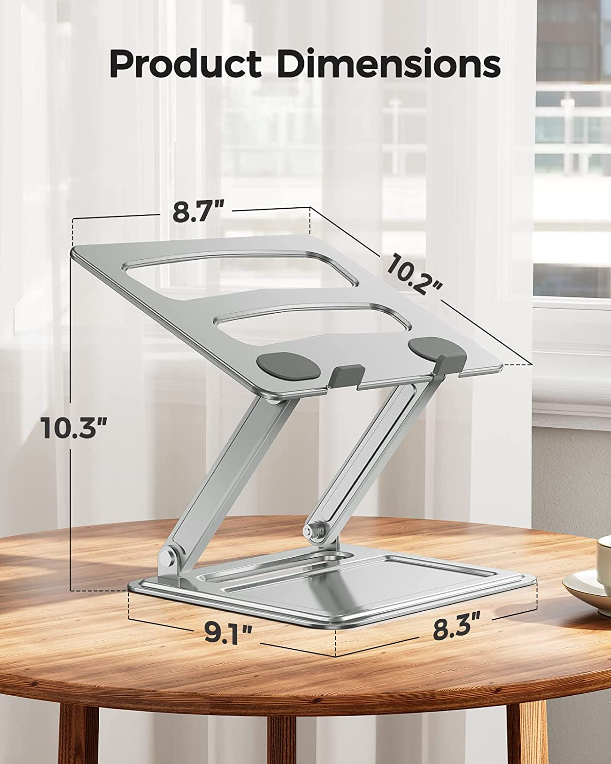 Adjustable Laptop Stand, Portable Riser for 17.3Inch Laptops, Adjustment for Desk, Holds up to 17.6Lbs Notebook - Sliver