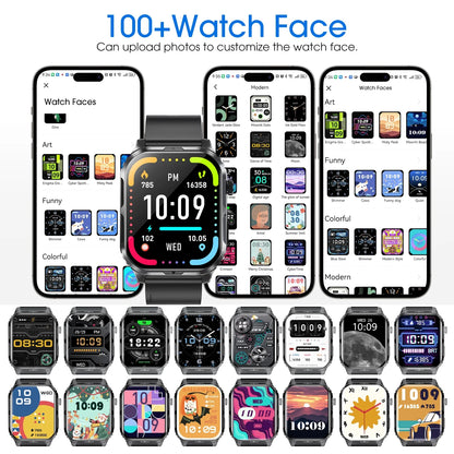 Smart Watch for Android and Iphone, H5 IP68 Waterproof Smartwatch for Women Men , Smart Watch with Bluetooth Call, Answer Make Calls , Black