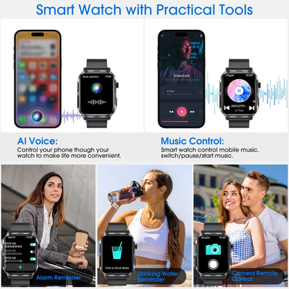 Smart Watch for Android and Iphone, H5 IP68 Waterproof Smartwatch for Women Men , Smart Watch with Bluetooth Call, Answer Make Calls , Black