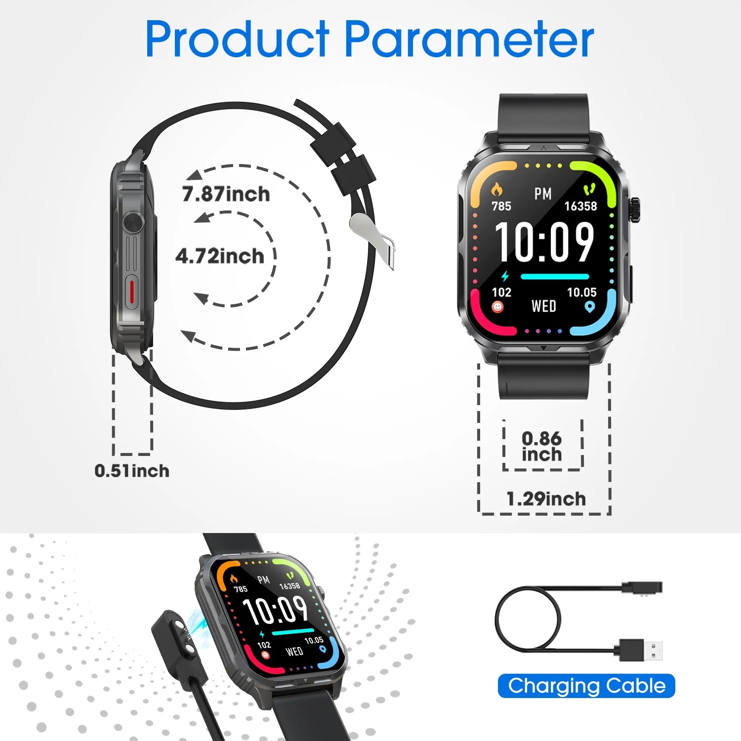 Smart Watch for Android and Iphone, H5 IP68 Waterproof Smartwatch for Women Men , Smart Watch with Bluetooth Call, Answer Make Calls , Black