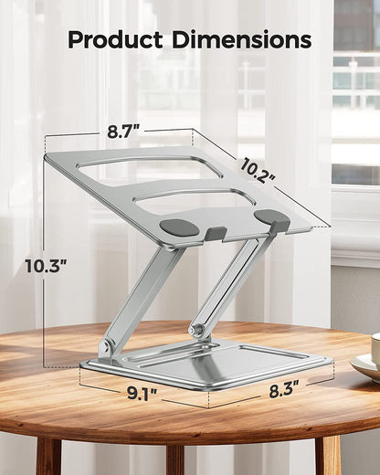 Adjustable Laptop Stand, Portable Riser for 17.3Inch Laptops, Adjustment for Desk, Holds up to 17.6Lbs Notebook - Sliver