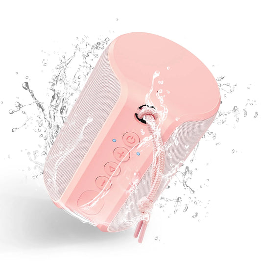 Bluetooth Speaker Portable, IPX7 Waterproof Wireless Outdoor Speaker, TWS Pairing, 12H Playtime, Pink