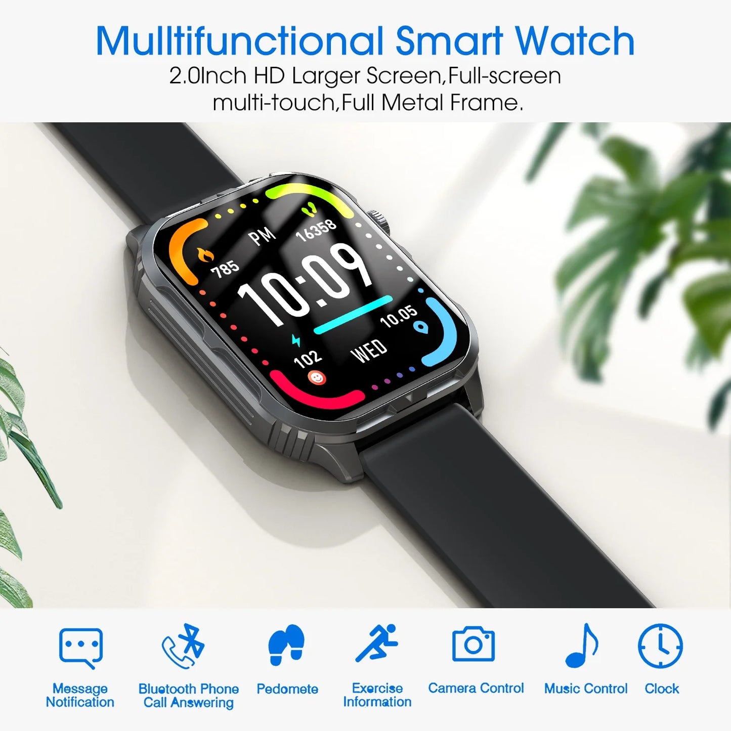 Smart Watch for Android and Iphone, H5 IP68 Waterproof Smartwatch for Women Men , Smart Watch with Bluetooth Call, Answer Make Calls , Black