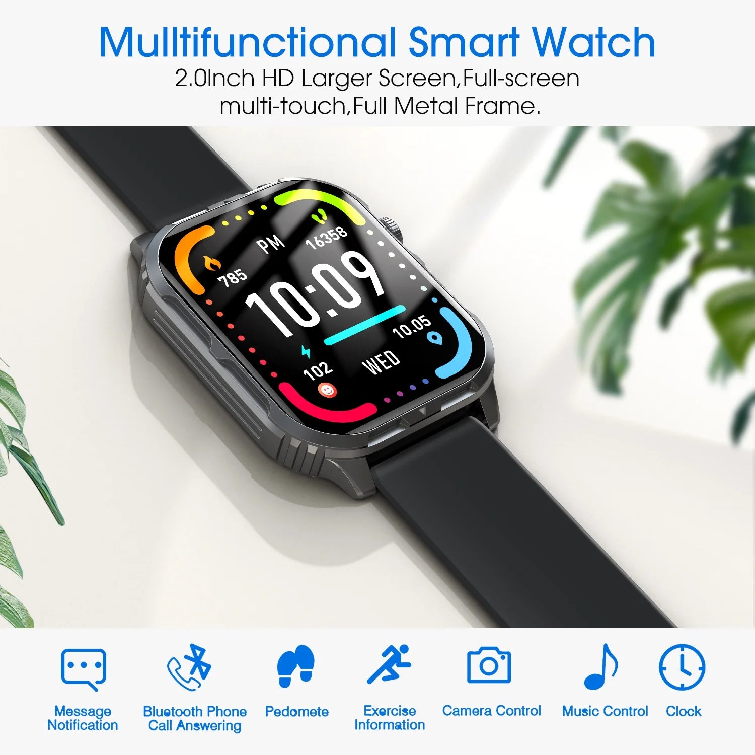 Smart Watch for Android and Iphone, H5 IP68 Waterproof Smartwatch for Women Men , Smart Watch with Bluetooth Call, Answer Make Calls , Black