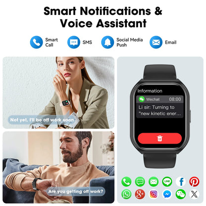 1.85-Inch Smart Watch for Men Women IP67 Waterproof Sports Smart Watch for Android Black
